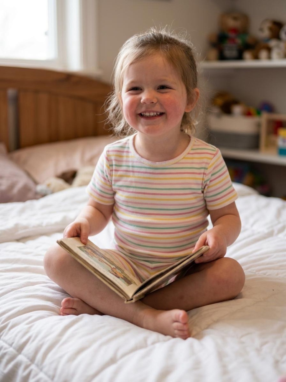 Kids Short Sleeve Pajama Set in Pastel Multi-Stripe